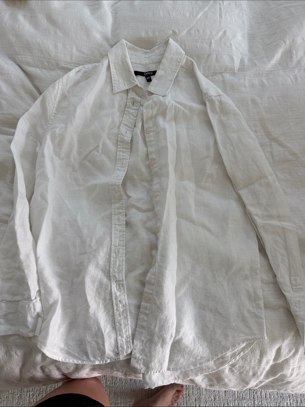 Quince White Linen Button-Down Shirt for Women